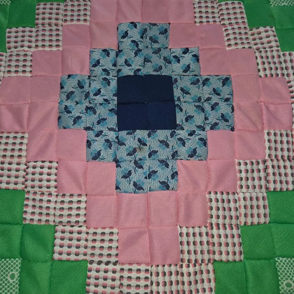 Vintage Trip Around The World Quilt Top Polyester 70's Amish Sunshine Shadow